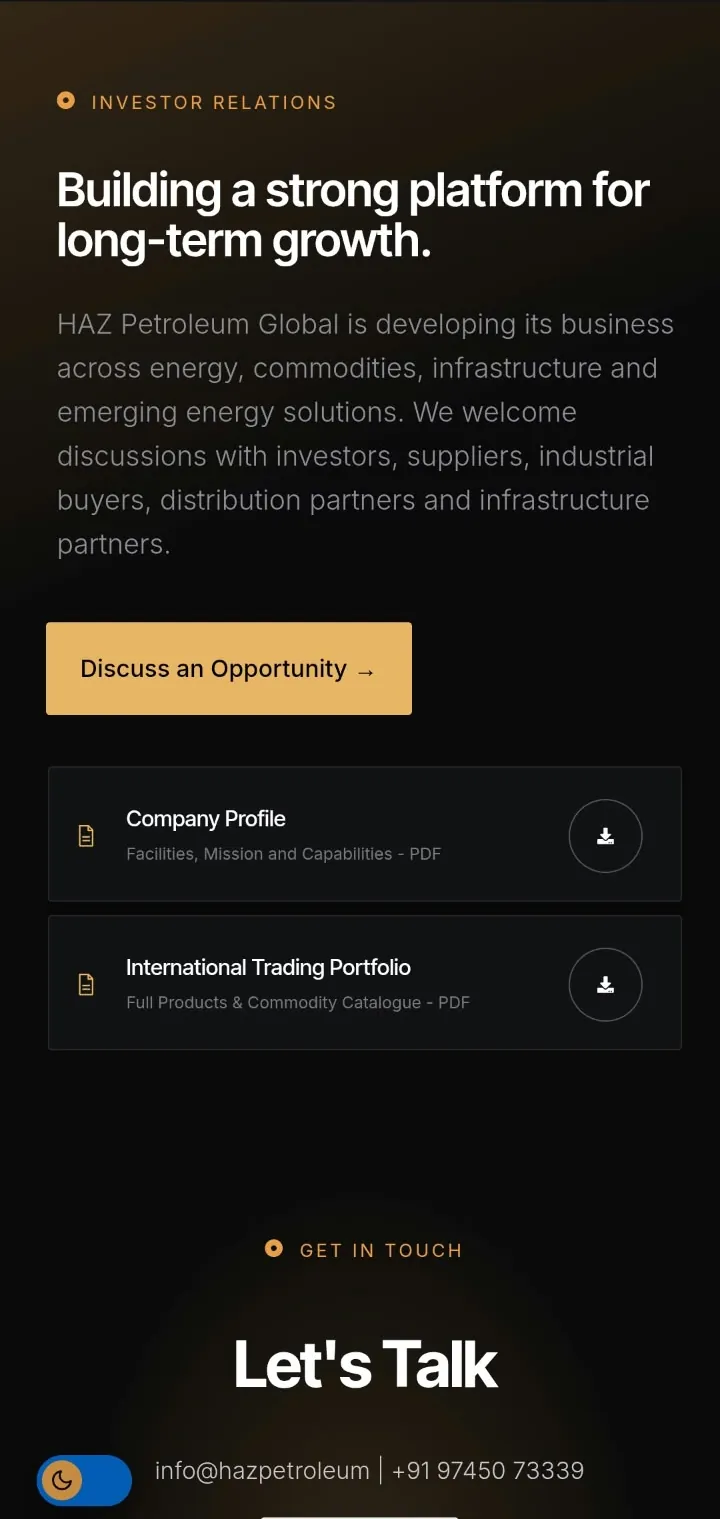 HAZ Petroleum mobile screen