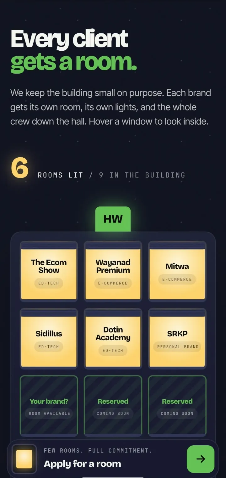 HW Growth Studio mobile screen