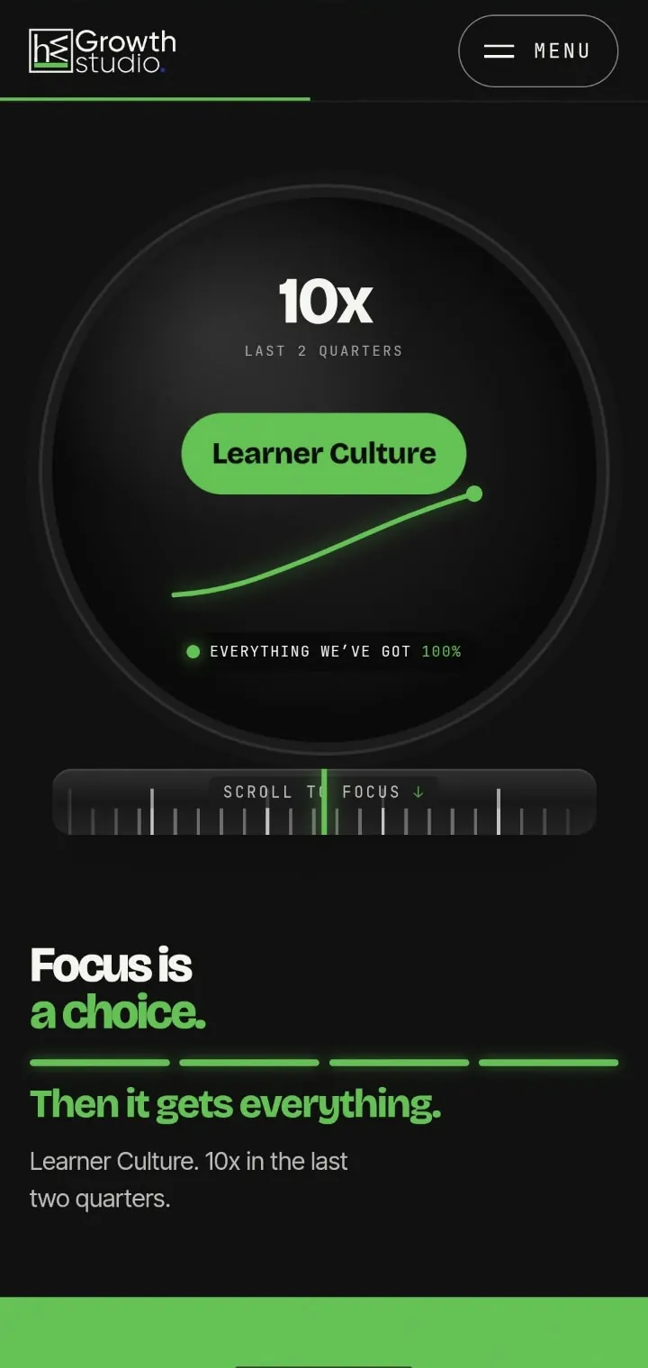 HW Growth Studio mobile screen
