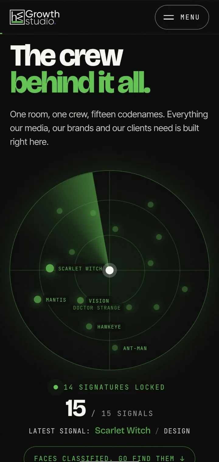 HW Growth Studio mobile screen