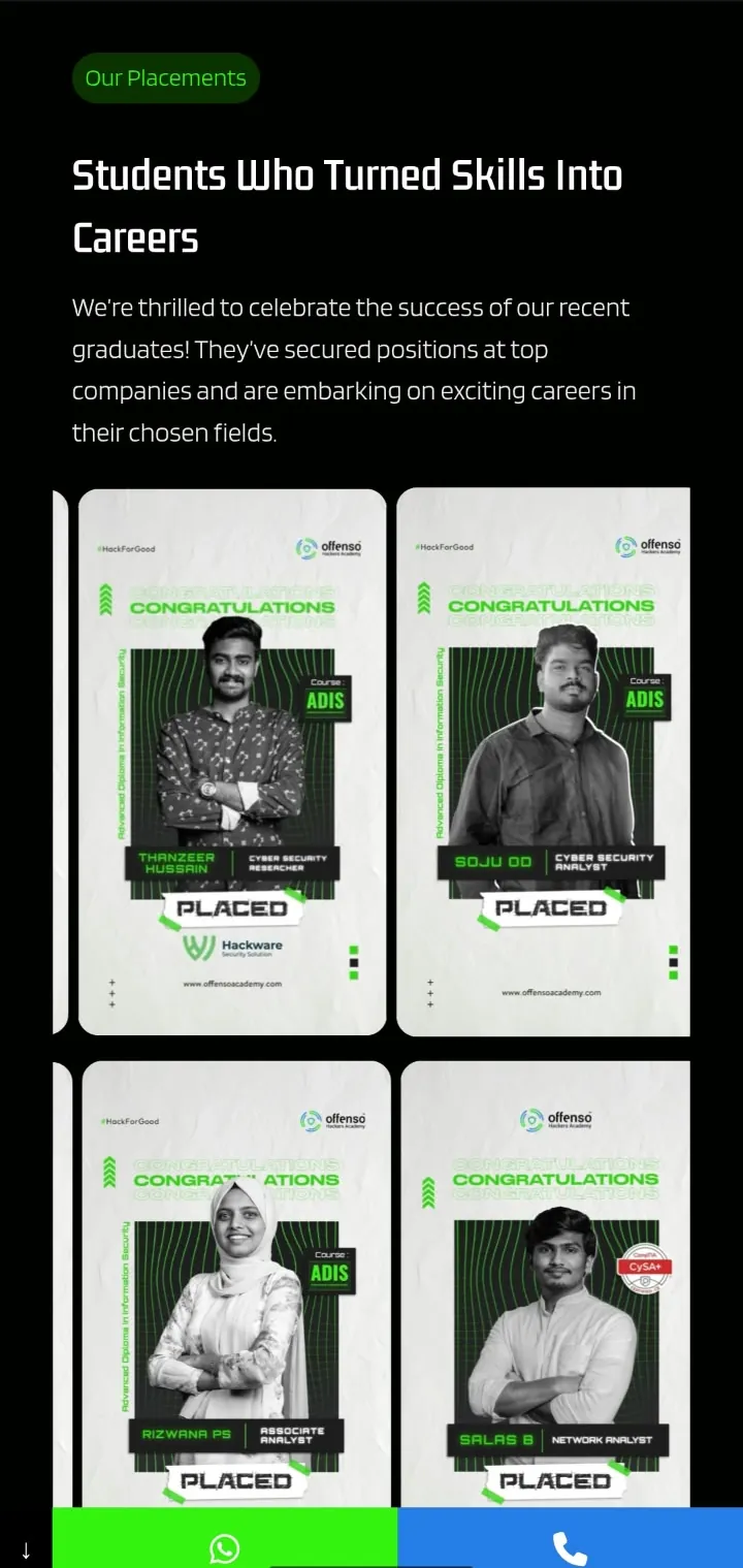 Offenso Academy mobile screen