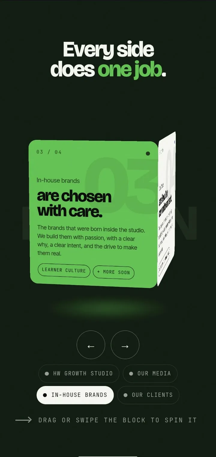 HW Growth Studio, values card