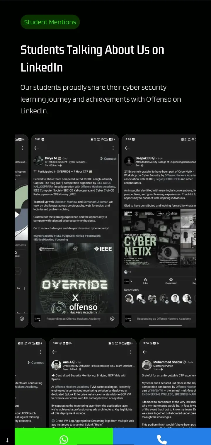 Offenso Academy, students on LinkedIn