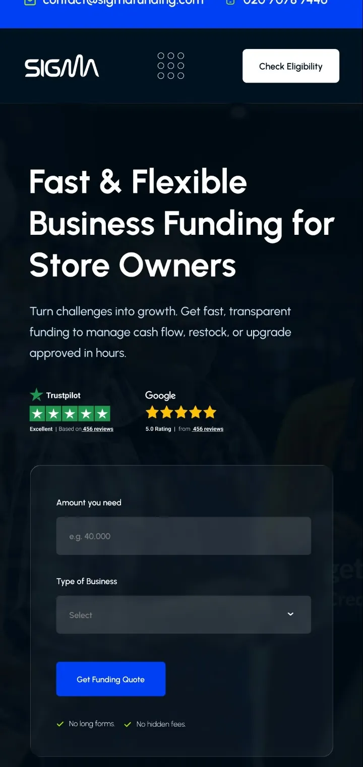 Sigma Business Finance, funding form