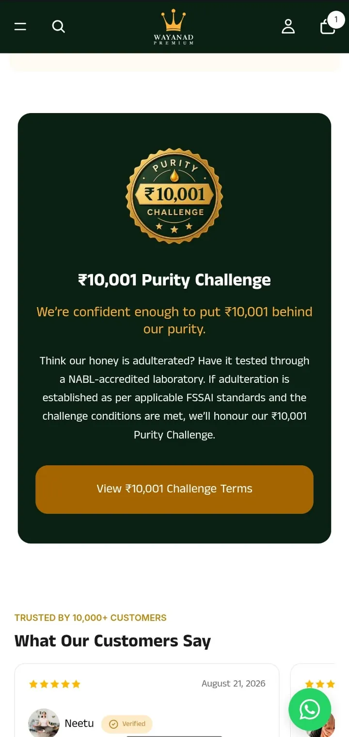 Wayanad Premium, purity challenge