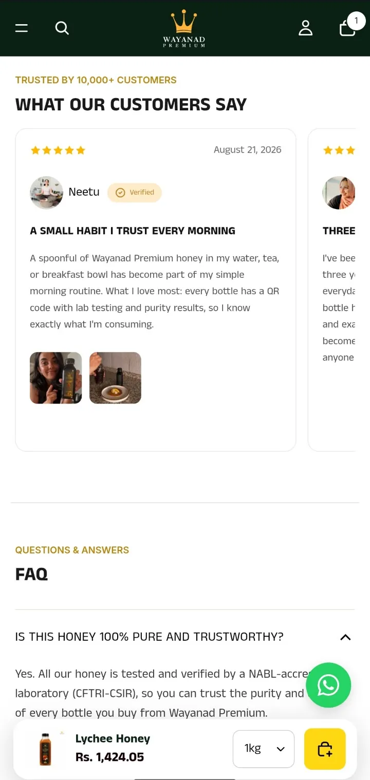 Wayanad Premium, customer reviews