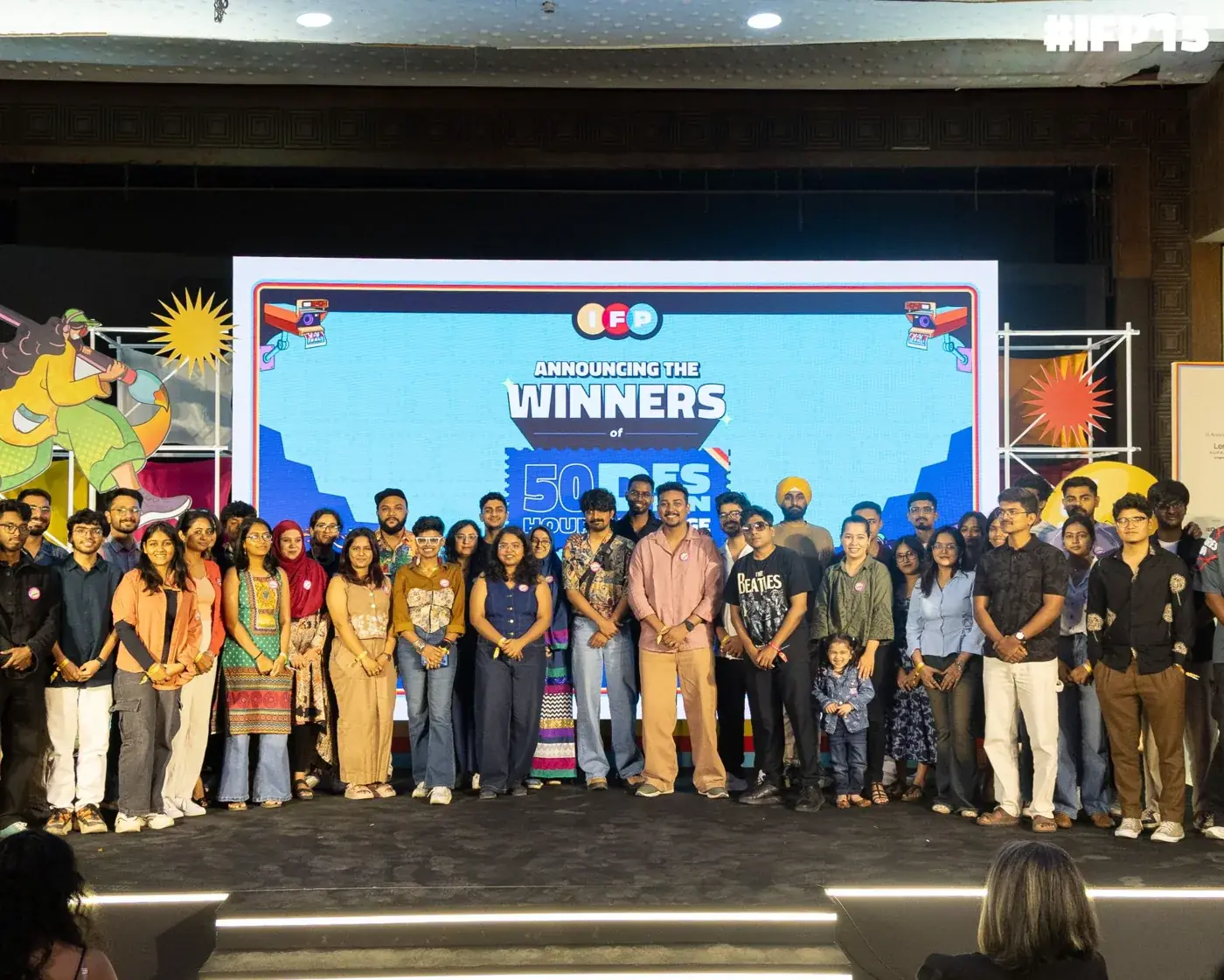 The nominees on stage at the IFP 50-Hour Design Challenge winners announcement